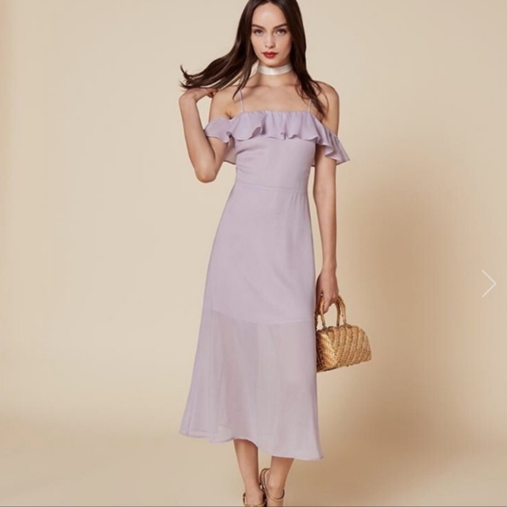 Reformation Hydrangea Dress in lavender